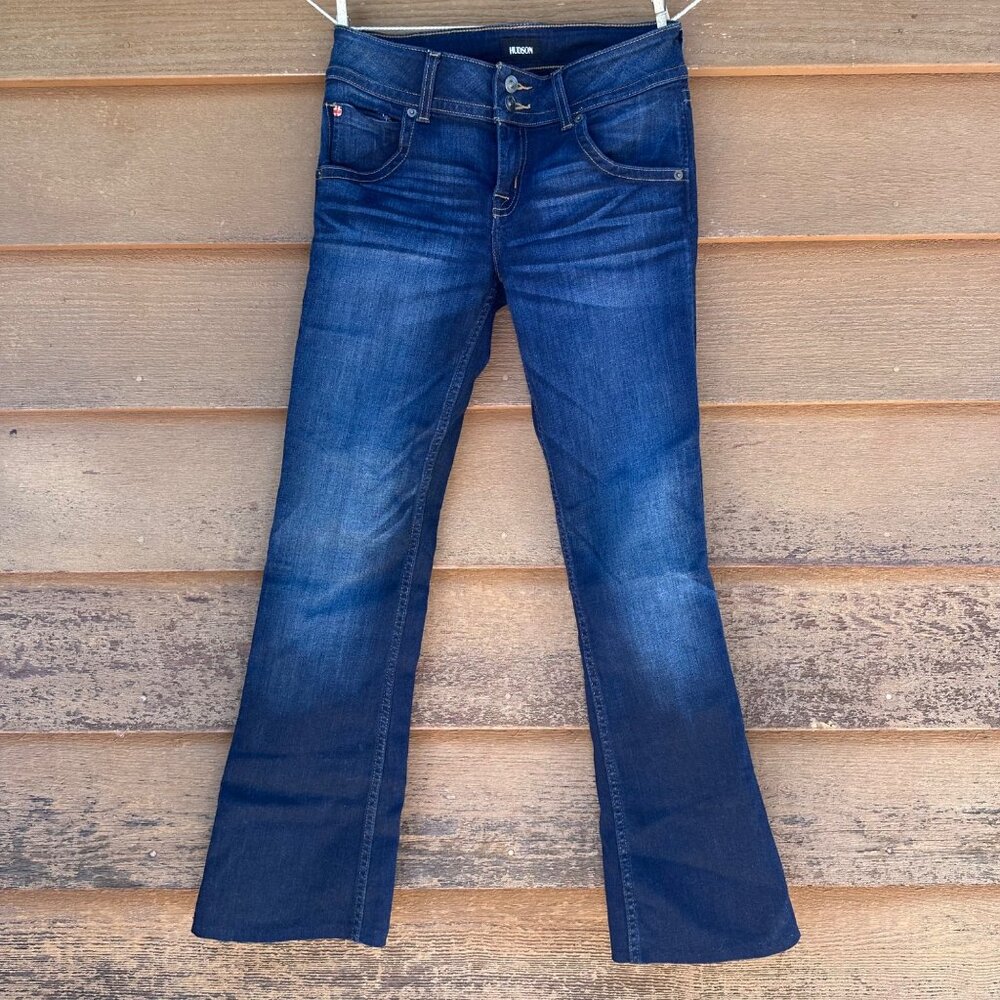 Hudson Womens Bootcut Dark Blue Jeans Size 28 Stretch Denim - Picture 1 of 12